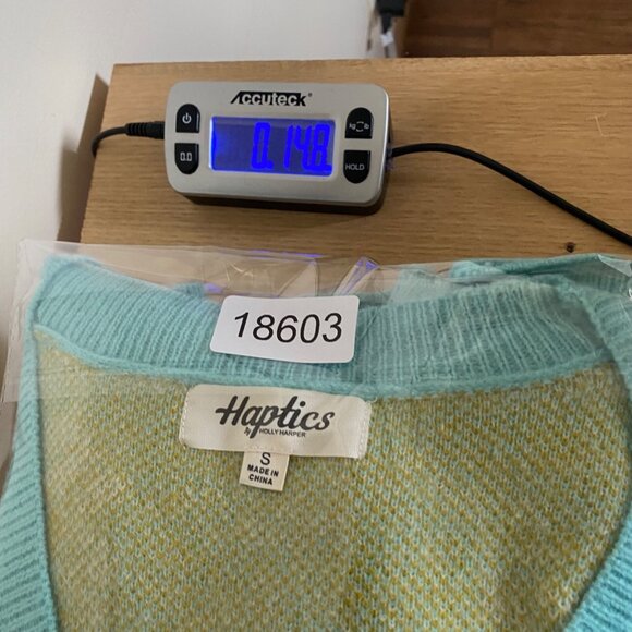 Haptics Sweater Womens Small Blue Daisy Button Up Cardigan Stretch Knit Happy - Picture 10 of 11